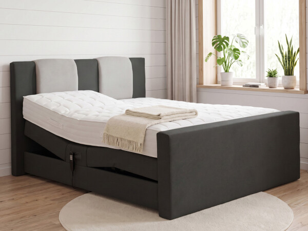 Boxspringbett elektrisch verstellbar (10.000 Newton Leistung je Motor) - Modell Bolton GM mit Fußblende - alle Größen, alle Farben, Konfigurator