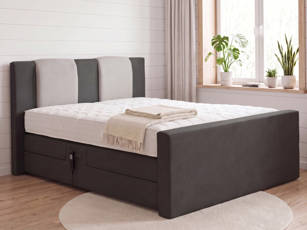 Boxspringbett elektrisch verstellbar (10.000 Newton Leistung je Motor) - Modell Bolton GM mit Fußblende - alle Größen, alle Farben, Konfigurator