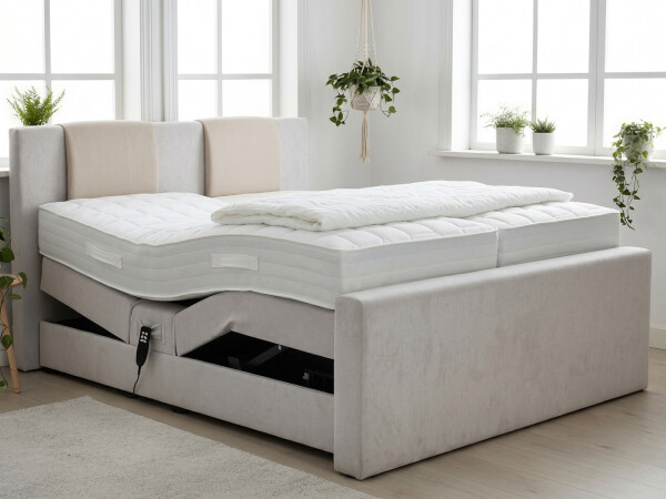 Boxspringbett elektrisch verstellbar (10.000 Newton Leistung je Motor) - Modell Bolton GM mit Fußblende - alle Größen, alle Farben, Konfigurator