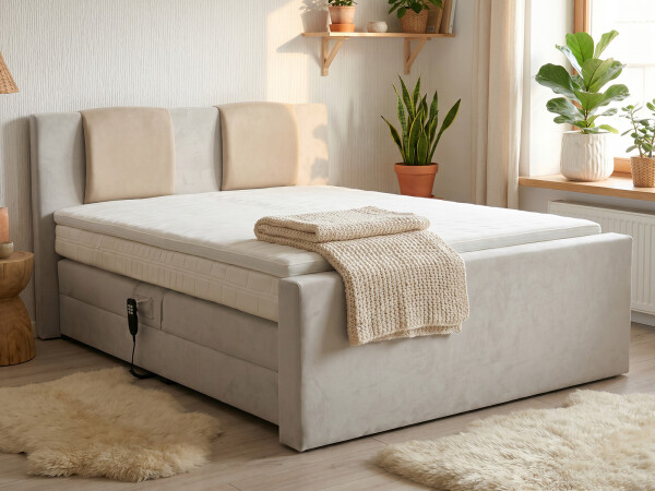 Boxspringbett elektrisch verstellbar (10.000 Newton Leistung je Motor) - Modell Bolton GM mit Fußblende - alle Größen, alle Farben, Konfigurator
