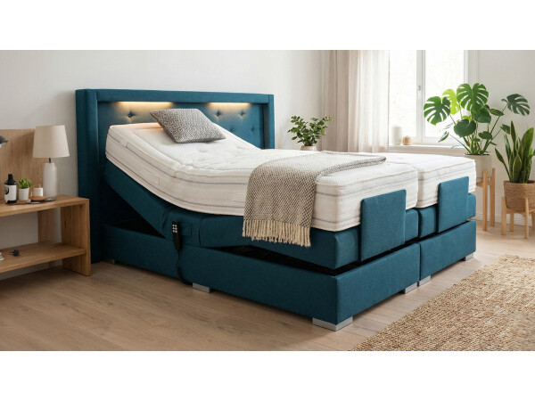 Boxspringbett elektrisch verstellbar (10.000 Newton Leistung je Motor) und mit LED Beleuchtung - Modell Paris GM - alle Größen, alle Farben, Konfigurator