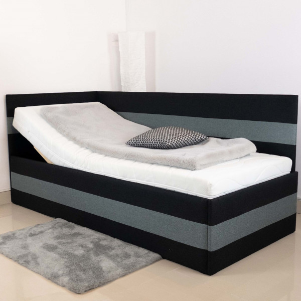 Polsterbett mit hohem Seitenteil und mit Bettkasten - Modell Andreas 90GK, alle Größen, alle Farben, Konfigurator