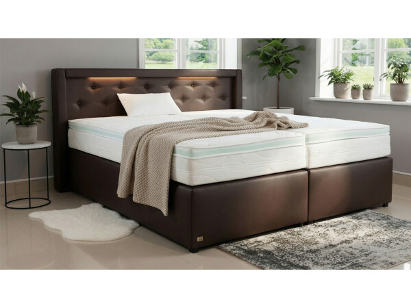 Boxspringbett mit LED Beleuchtung - Modell Paris - alle Größen, alle Farben, Konfigurator