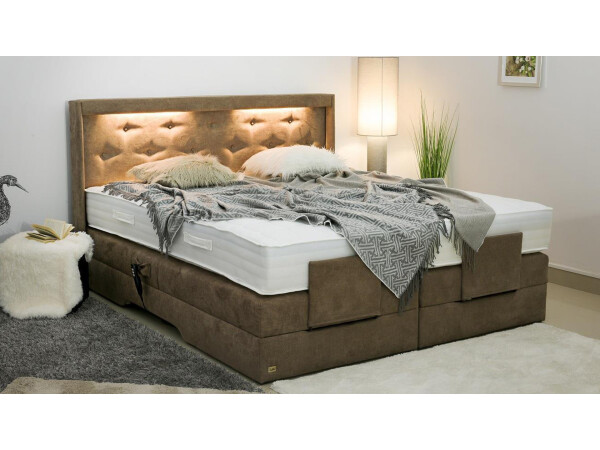 Luxus Boxspringbett elektrisch verstellbar (10.000 Newton Leistung je Motor) und mit LED Beleuchtung - Modell  Paris Night GM - alle Größen, alle Farben, Konfigurator