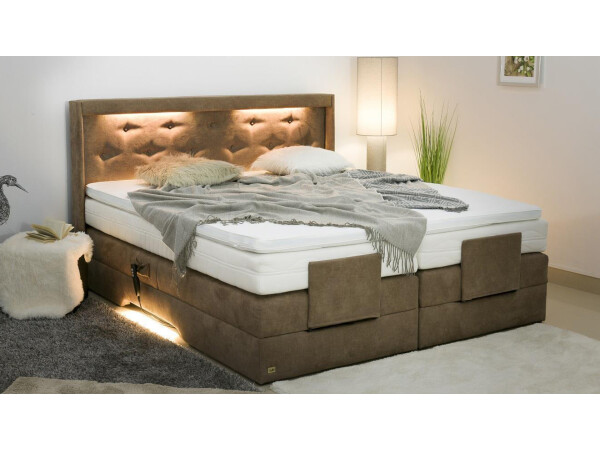 Luxus Boxspringbett elektrisch verstellbar (10.000 Newton Leistung je Motor) und mit LED Beleuchtung - Modell  Paris Night GM - alle Größen, alle Farben, Konfigurator