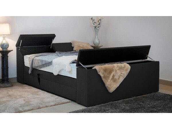 Boxspringbett elektrisch verstellbar (10.000 Newton Leistung je Motor) und mit Kopfteil- und Fußteiltruhe - Modell Dubai GM - alle Größen, alle Farben, Konfigurator