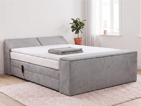 Boxspringbett elektrisch verstellbar (10.000 Newton Leistung je Motor) und mit Kopfteil- und Fußteiltruhe - Modell Dubai GM - alle Größen, alle Farben, Konfigurator