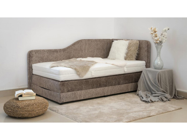 Boxspringbett mit Bettkasten und Seitenwand - Modell Alexandria K mit Seitenteil - alle Größen, alle Farben, Konfigurator