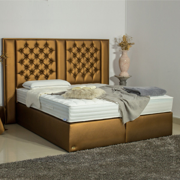 Boxspringbett ohne Bettkasten - Modell Havana - 140 cm x 220 cm - Doppelbett (2 Boxen á 70 cm x 220 cm, Höhe ca. 40 cm)