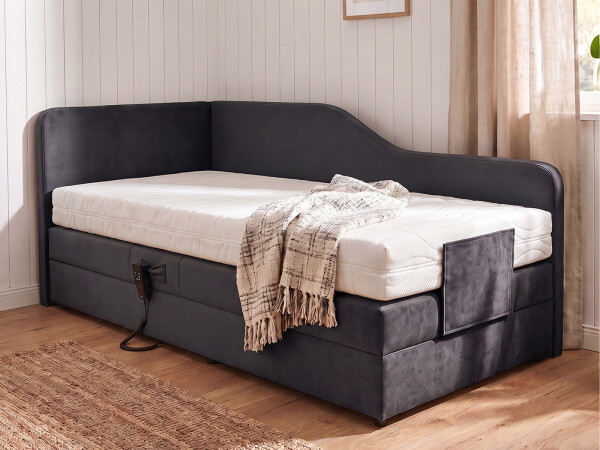 Boxspringbett elektrisch verstellbar (10.000 Newton Leistung je Motor) - Modell Alexandria GM mit Seitenteil - alle Größen, alle Farben, Konfigurator