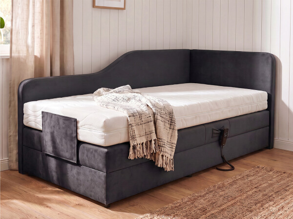 Boxspringbett elektrisch verstellbar (10.000 Newton Leistung je Motor) - Modell Alexandria GM mit Seitenteil - alle Größen, alle Farben, Konfigurator