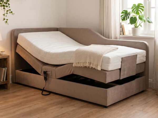 Boxspringbett elektrisch verstellbar (10.000 Newton Leistung je Motor) - Modell Alexandria GM mit Seitenteil - alle Größen, alle Farben, Konfigurator