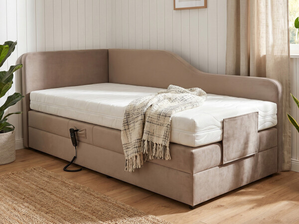 Boxspringbett elektrisch verstellbar (10.000 Newton Leistung je Motor) - Modell Alexandria GM mit Seitenteil - alle Größen, alle Farben, Konfigurator