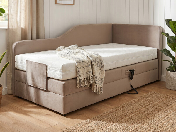 Boxspringbett elektrisch verstellbar (10.000 Newton Leistung je Motor) - Modell Alexandria GM mit Seitenteil - alle Größen, alle Farben, Konfigurator