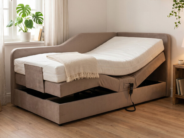 Boxspringbett elektrisch verstellbar (10.000 Newton Leistung je Motor) - Modell Alexandria GM mit Seitenteil - alle Größen, alle Farben, Konfigurator