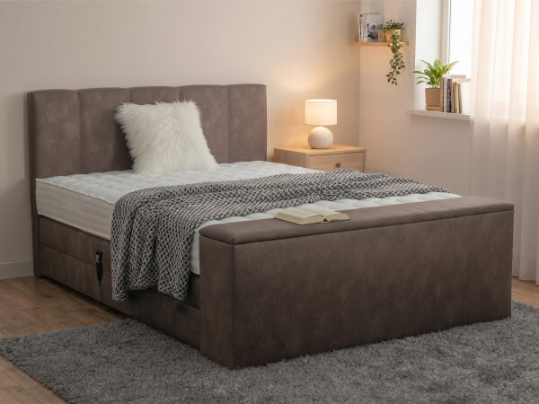 Boxspringbett elektrisch verstellbar (10.000 Newton Leistung je Motor) - Modell Dubai C GM mit Fußtruhe - alle Größen, alle Farben, Konfigurator