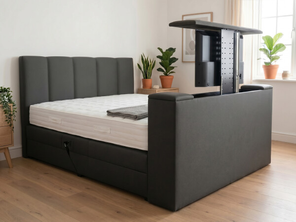 Boxspringbett elektrisch verstellbar (10.000 Newton Leistung je Motor) mit TV Lift - Modell Chicago 120GM mit TV-Lift - alle Größen, alle Farben, Konfigurator