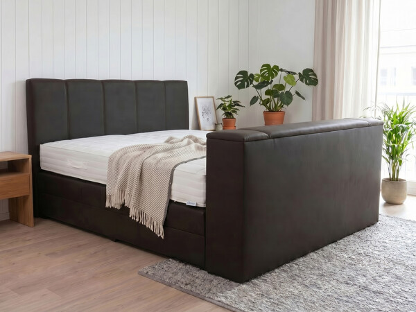 Boxspringbett elektrisch verstellbar (10.000 Newton Leistung je Motor) mit TV Lift - Modell Chicago 120GM mit TV-Lift - alle Größen, alle Farben, Konfigurator