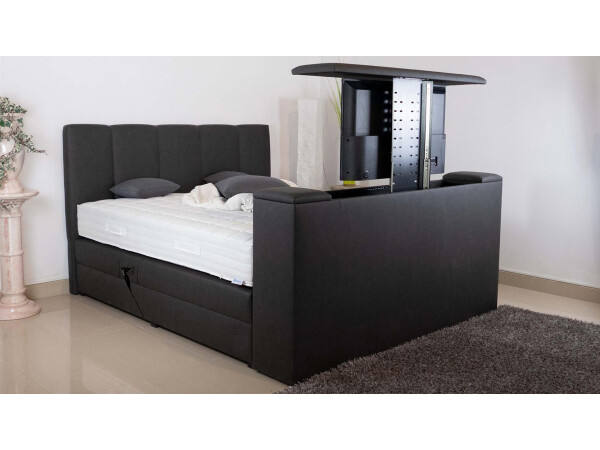 Boxspringbett elektrisch verstellbar (10.000 Newton Leistung je Motor) mit TV Lift - Modell Chicago 120GM mit TV-Lift - alle Größen, alle Farben, Konfigurator