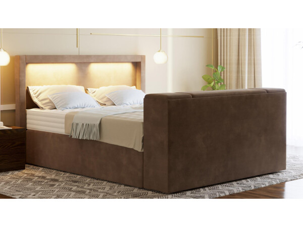 Boxspringbett mit TV Lift und LED Beleuchtung - Modell Barcelona mit TV-Lift - alle Größen, alle Farben, Konfigurator