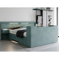 Boxspringbett 200x200 mit Bettkasten und Nachttischen und...