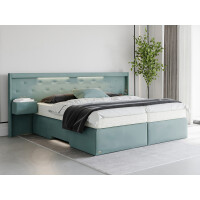 Boxspringbett mit Nachttischen und LED Beleuchtung -...