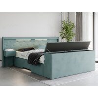 Boxspringbett mit Nachttischen und LED Beleuchtung und...