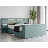 Boxspringbett mit Nachttischen und LED Beleuchtung und...