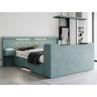 Boxspringbett mit Nachttischen und LED Beleuchtung und...