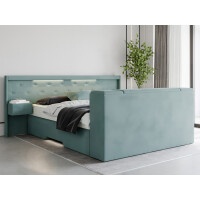 Boxspringbett mit Nachttischen und LED Beleuchtung und...