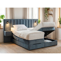 Boxspringbett mit Bettkasten und Nachttischen mit...