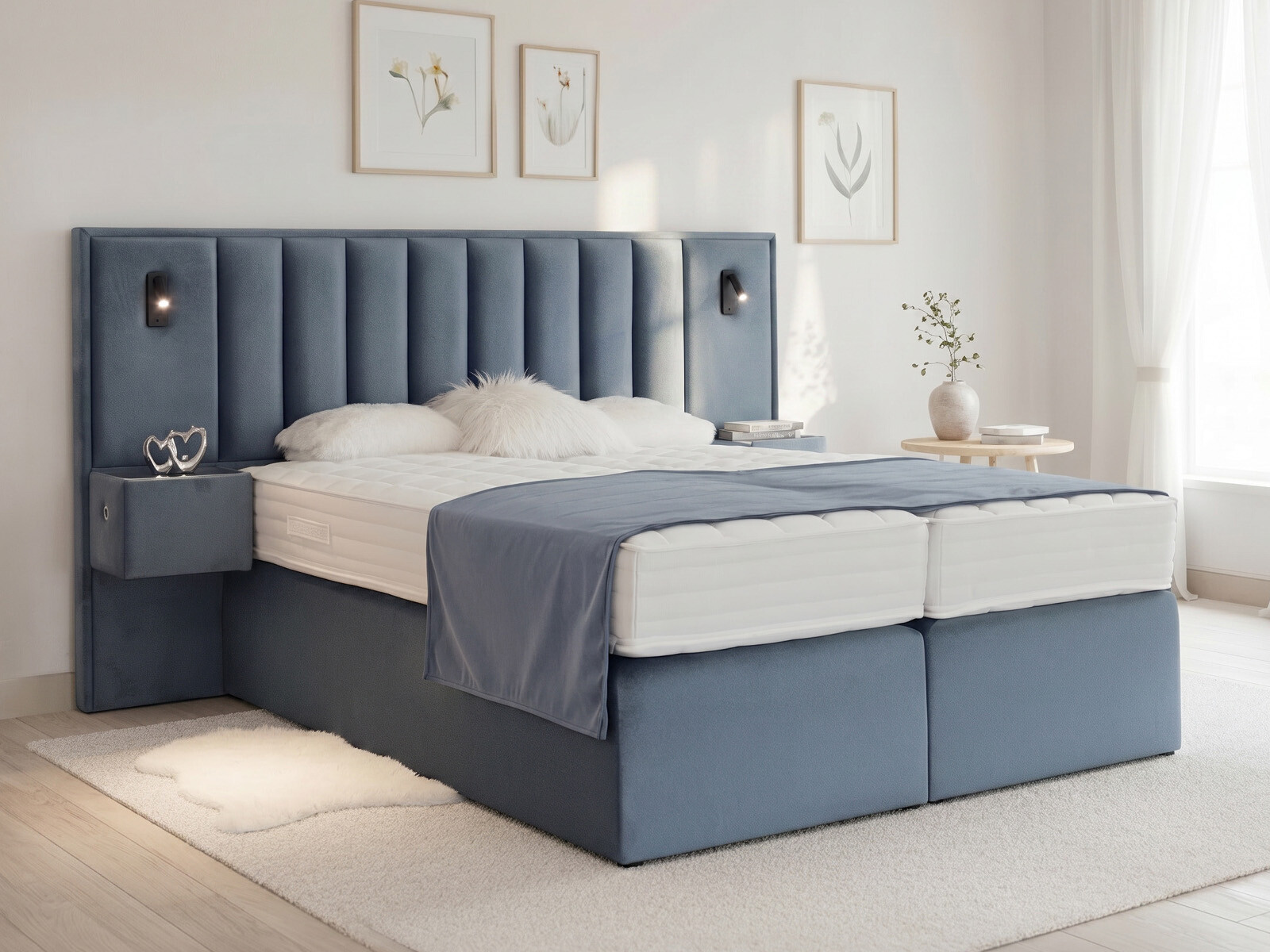 Boxspringbett mit Nachttischen inklusive integrierter USB-C Hubs und , 1.048,00 €