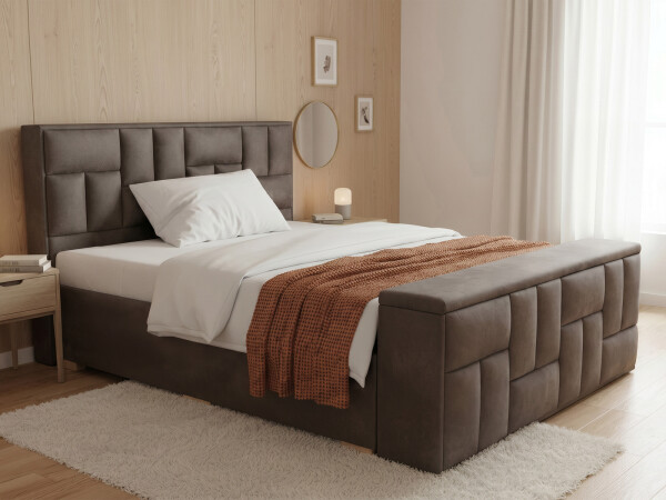 Boxspringbett mit Truhe - Modell Nevada mit Fußtruhe in Optik des Kopfteils - alle Größen, alle Farben, Konfigurator