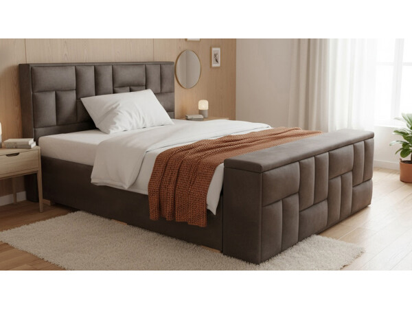 Boxspringbett mit Truhe - Modell Nevada mit Fußtruhe in Optik des Kopfteils - alle Größen, alle Farben, Konfigurator