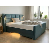 Boxspringbett mit Lampen, Fußbodenbeleuchtung und...