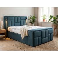 Boxspringbett mit LED-Lampen und Truhe - Modell Nevada...