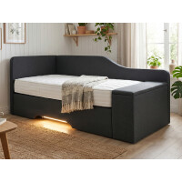 Boxspringbett mit Truhe und LED Fußbodenbeleuchtung...