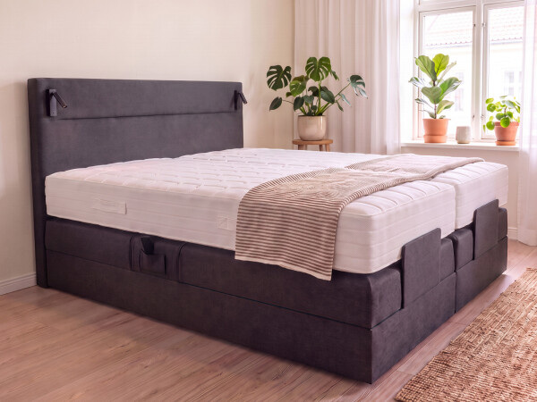 Boxspringbett elektrisch verstellbar (10.000 Newton Leistung je Motor) mit LED Lampen - Modell Kairo Light GM - alle Größen, alle Farben, Konfigurator