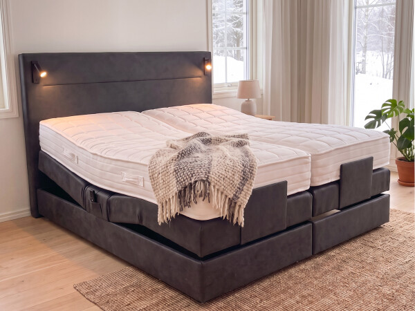 Boxspringbett elektrisch verstellbar (10.000 Newton Leistung je Motor) mit LED Lampen - Modell Kairo Light GM - alle Größen, alle Farben, Konfigurator