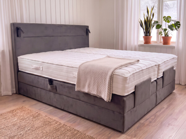 Boxspringbett elektrisch verstellbar (10.000 Newton Leistung je Motor) mit LED Lampen - Modell Kairo Light GM - alle Größen, alle Farben, Konfigurator